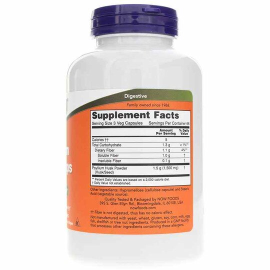 Psyllium Husk Caps 500 Mg, NOW